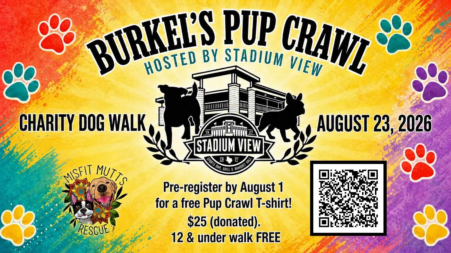 burkel's pup crawl charity dog walk at stadium view bar on sunday august 23rd