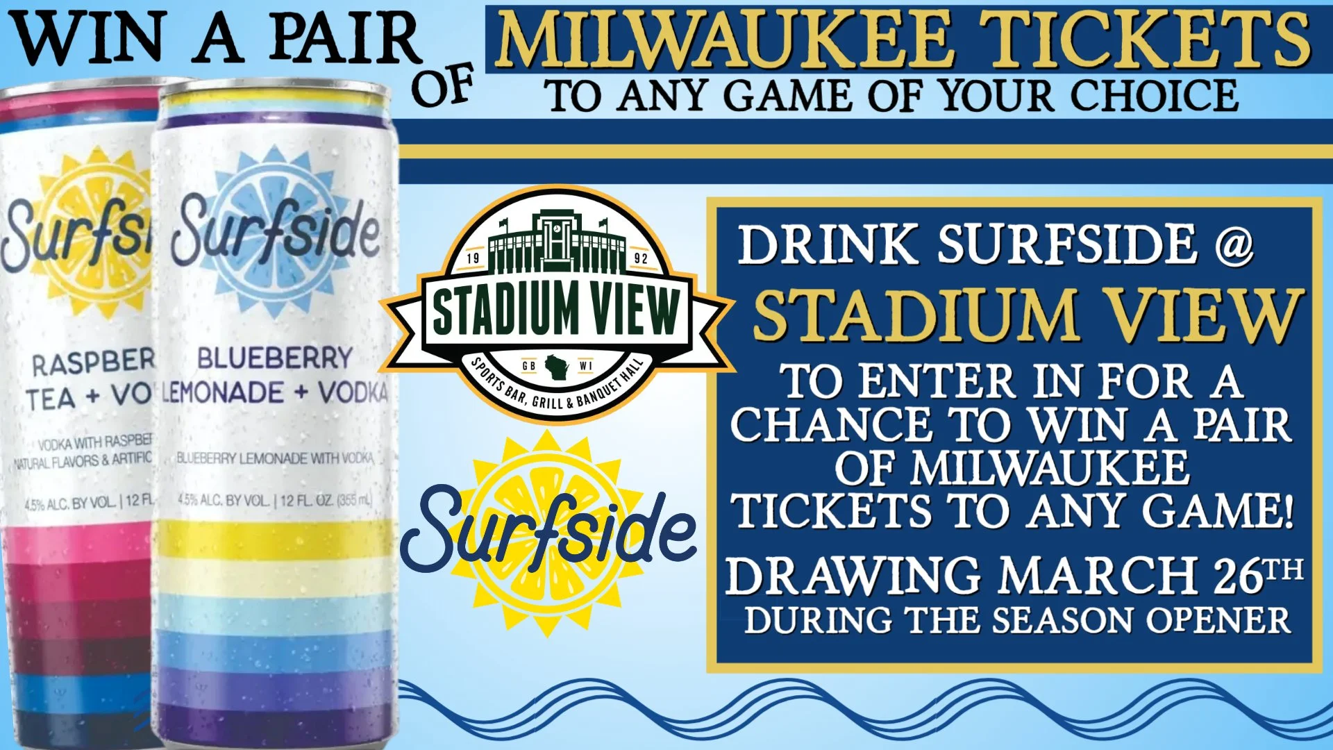 win brewers tickets with surfside at stadium view