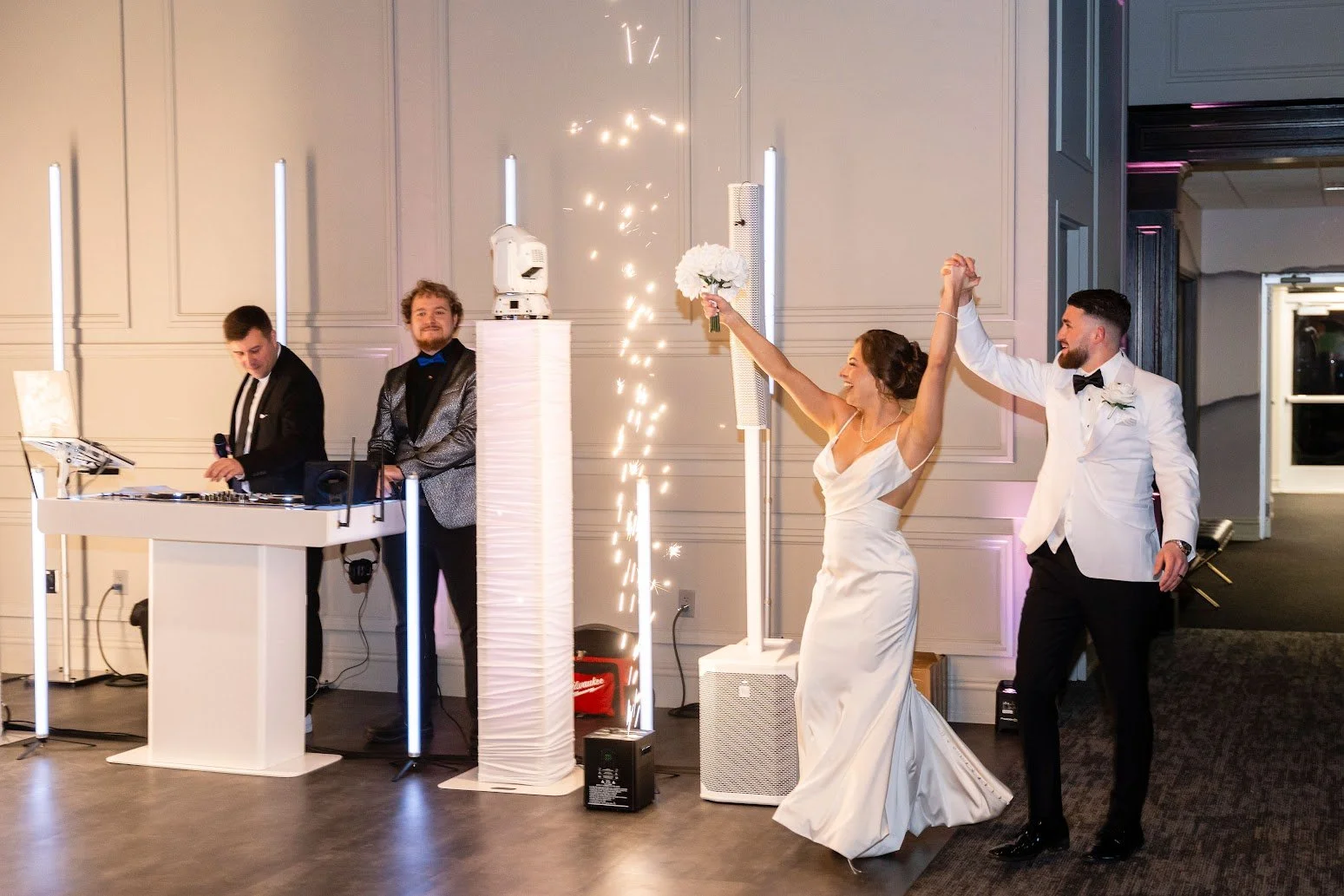 Bride and groom entrance  at Stadium View Event Halls in Green Bay, WI 
