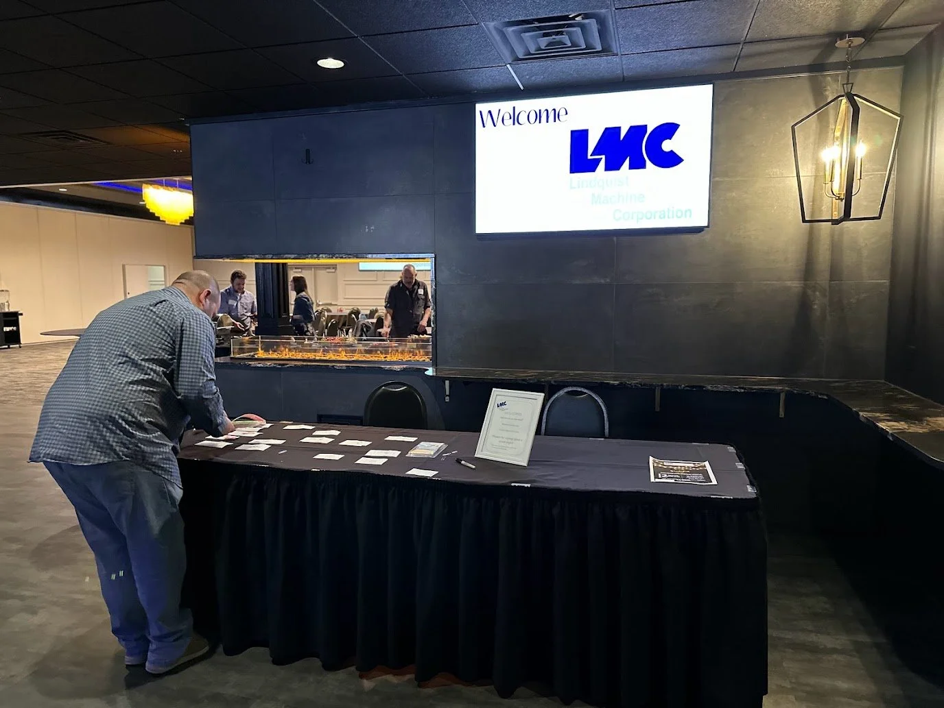 Corporate luncheon with banquet tables and professional setup in Green Bay at Stadium View Event Halls.