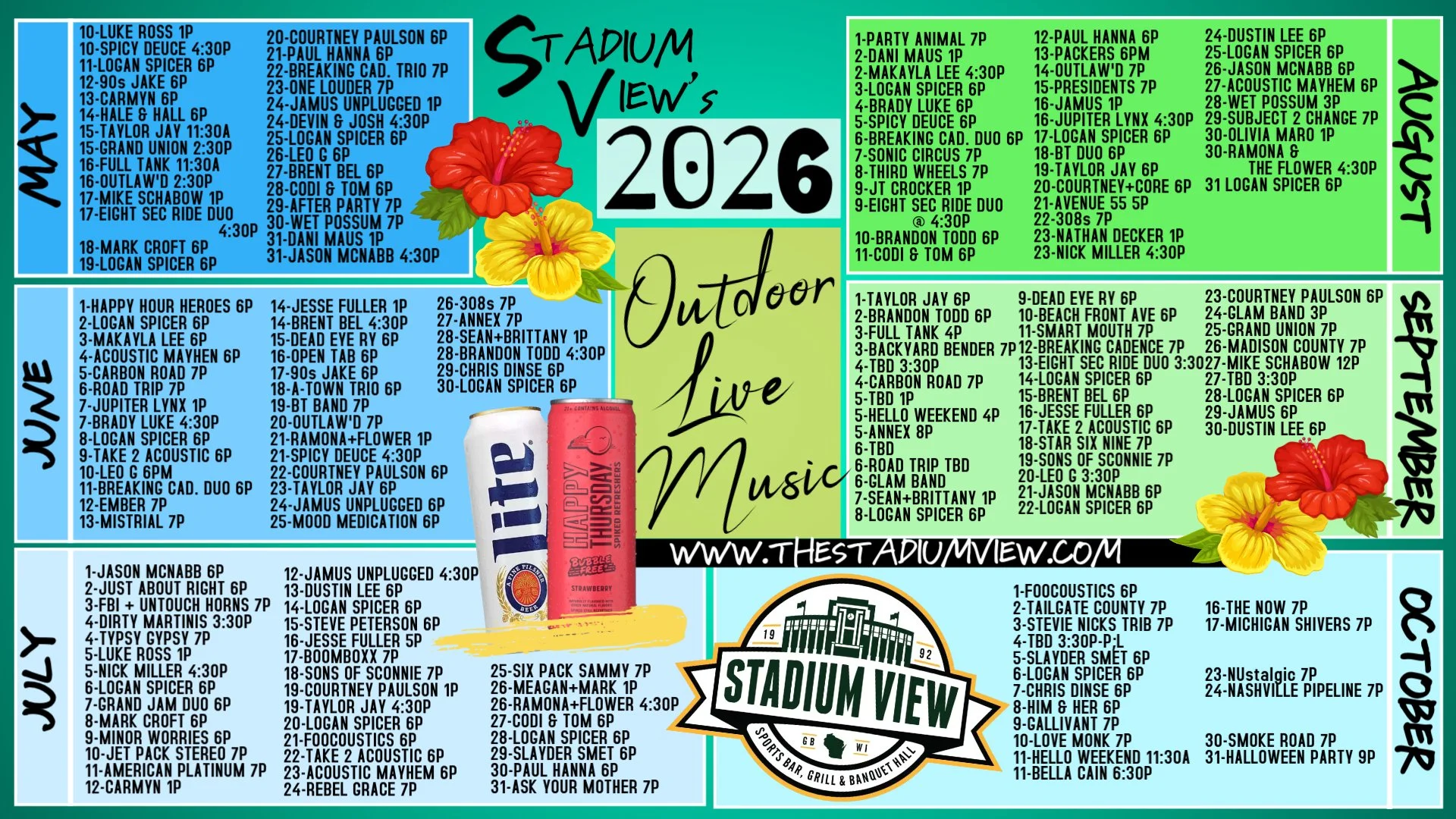 free live music every day at stadium view in green bay - live music in green bay