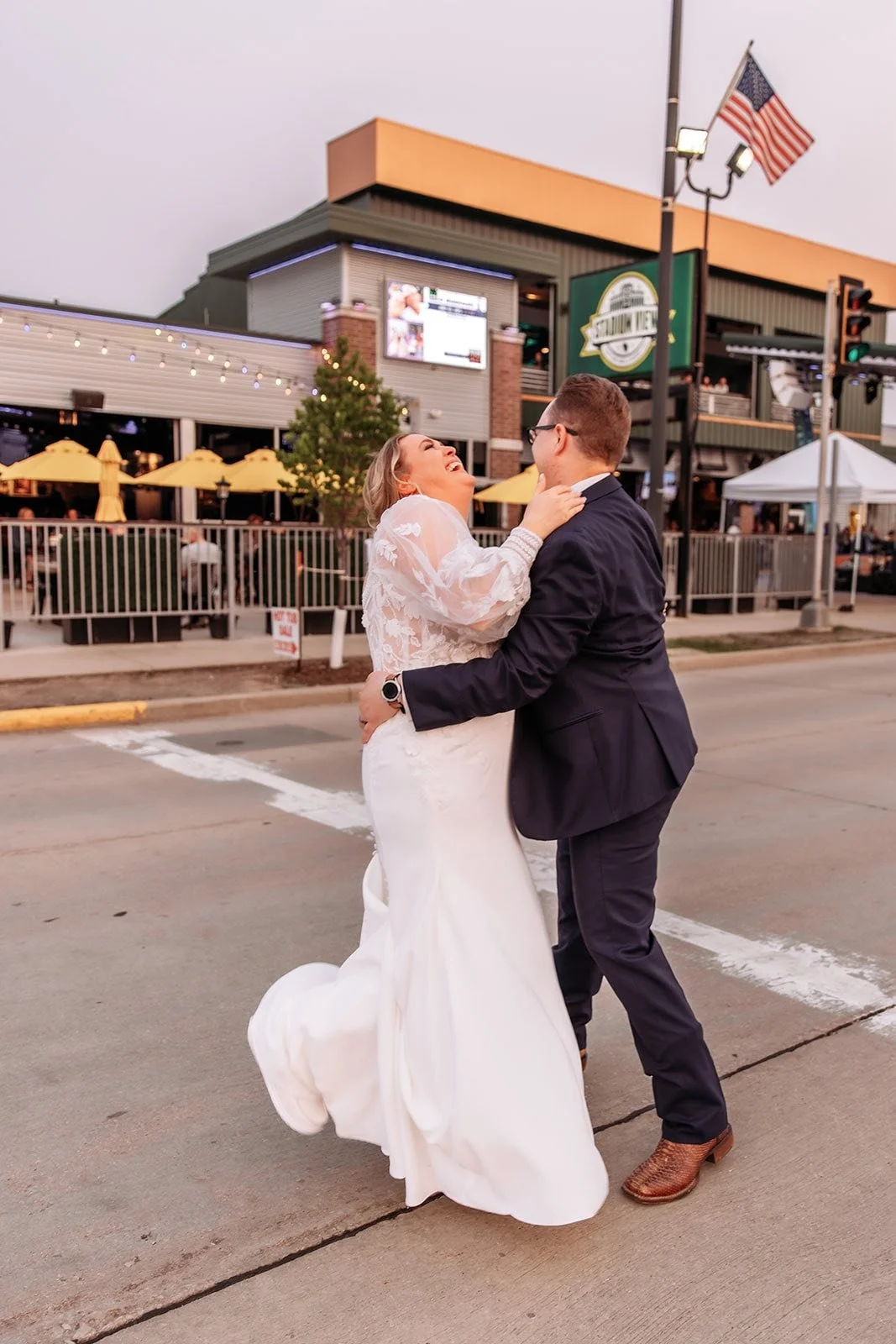 Bride and groom at Stadium View Event Halls in Green Bay, WI 