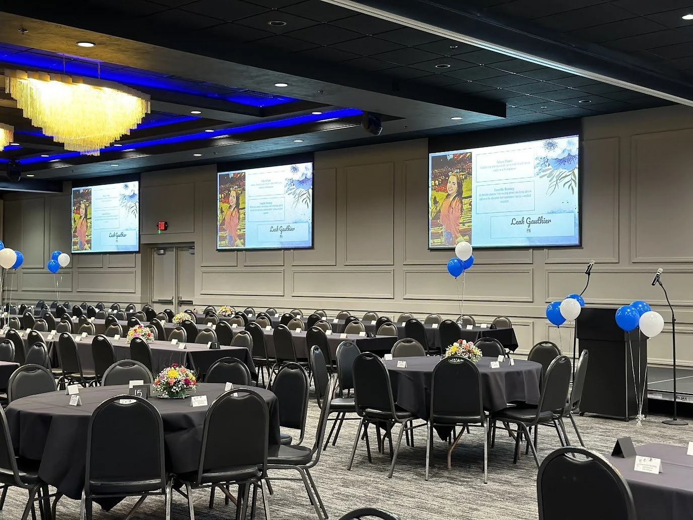Graduation reception hosted at Stadium View Event Halls with room for family and friends.