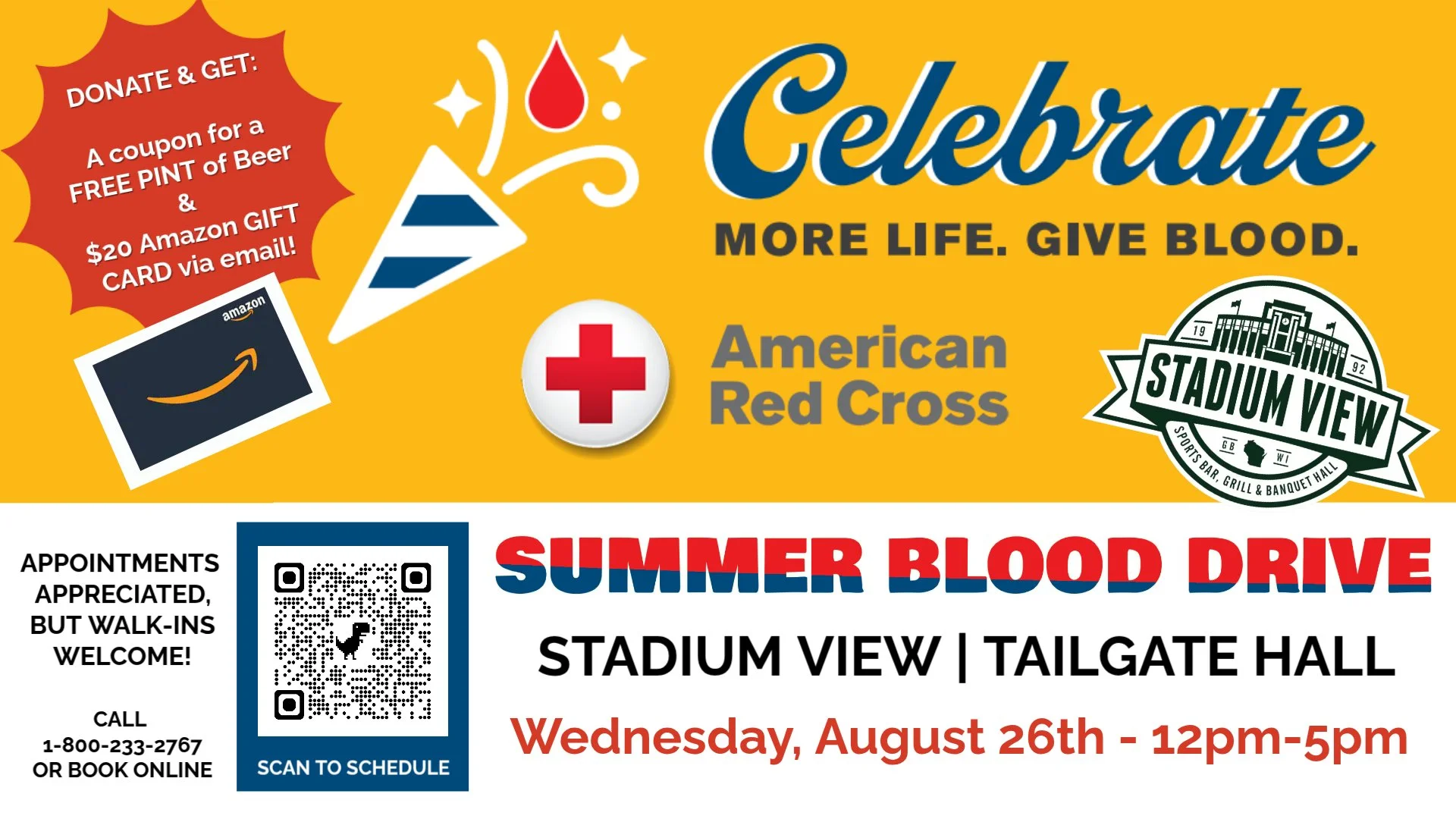 blood drive at stadium view august 26th