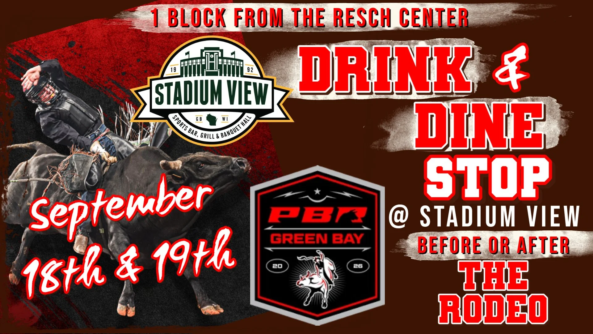 PBR rodeo green bay restaurants near resch center