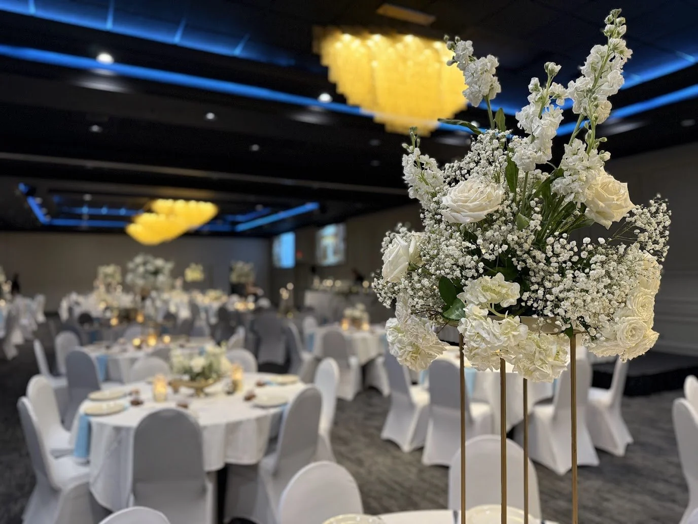 Gorgeous wedding centerpieces at Stadium View Event Halls in Green Bay