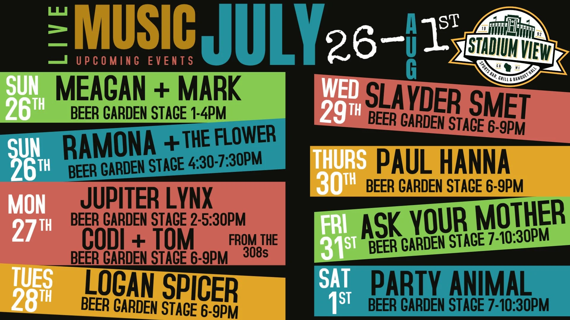 free live music and patio seating green bay wi