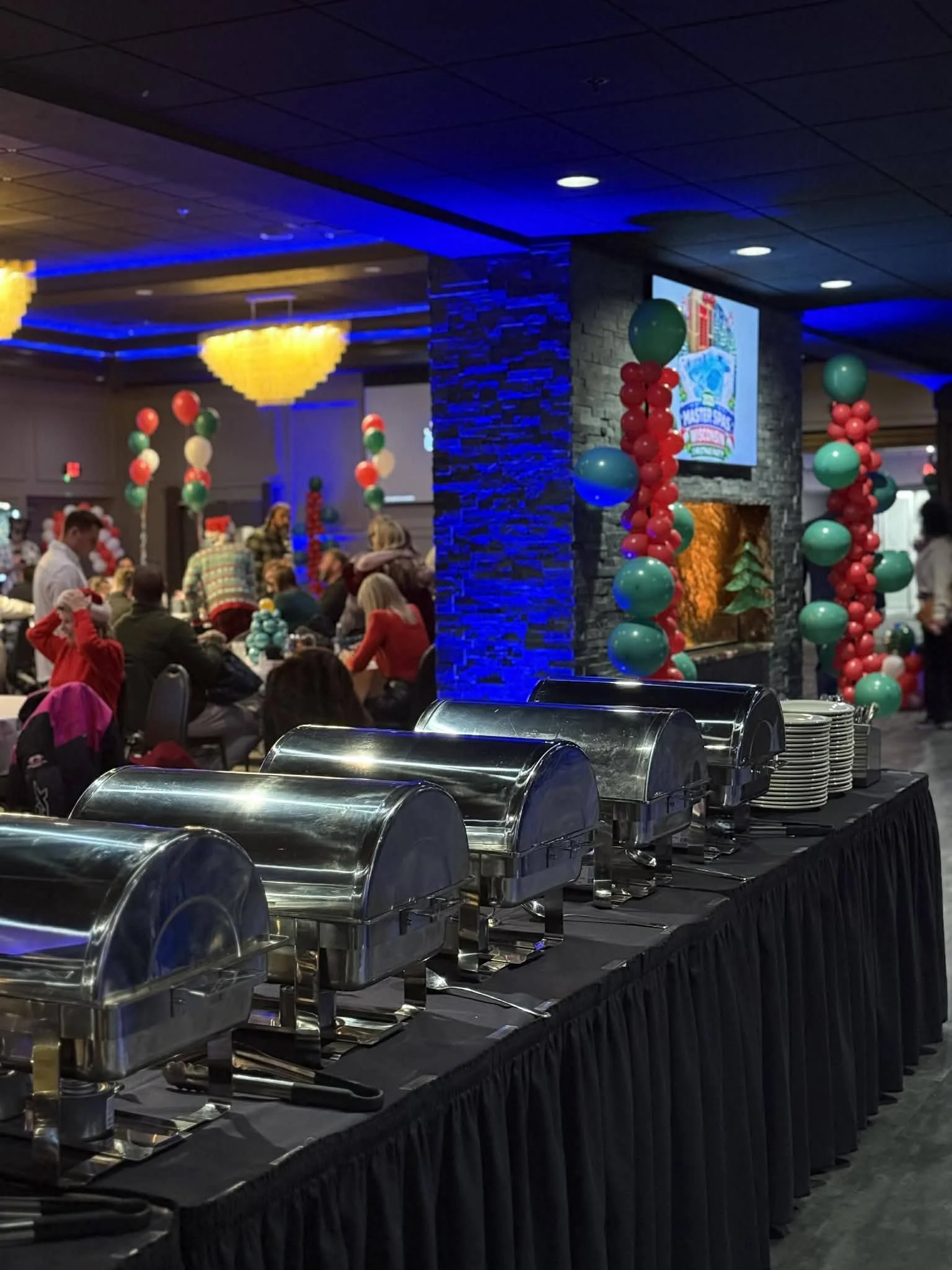 Holiday party setup at Stadium View Event Halls in Green Bay, WI