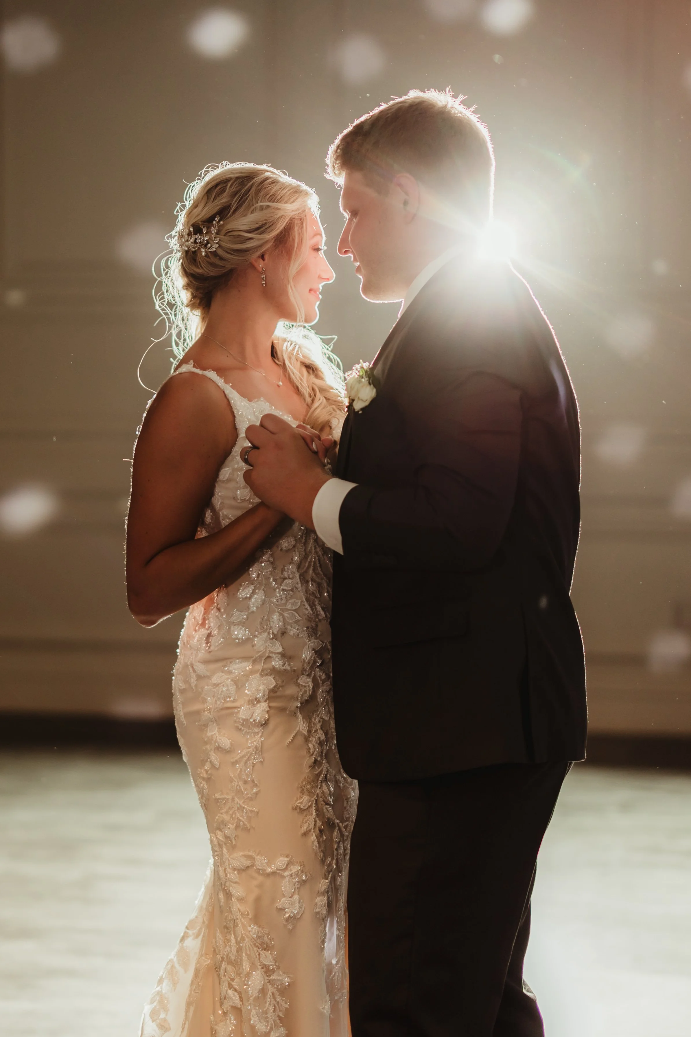 Bride and groom first dance at Stadium View Event Halls in Green Bay, WI 