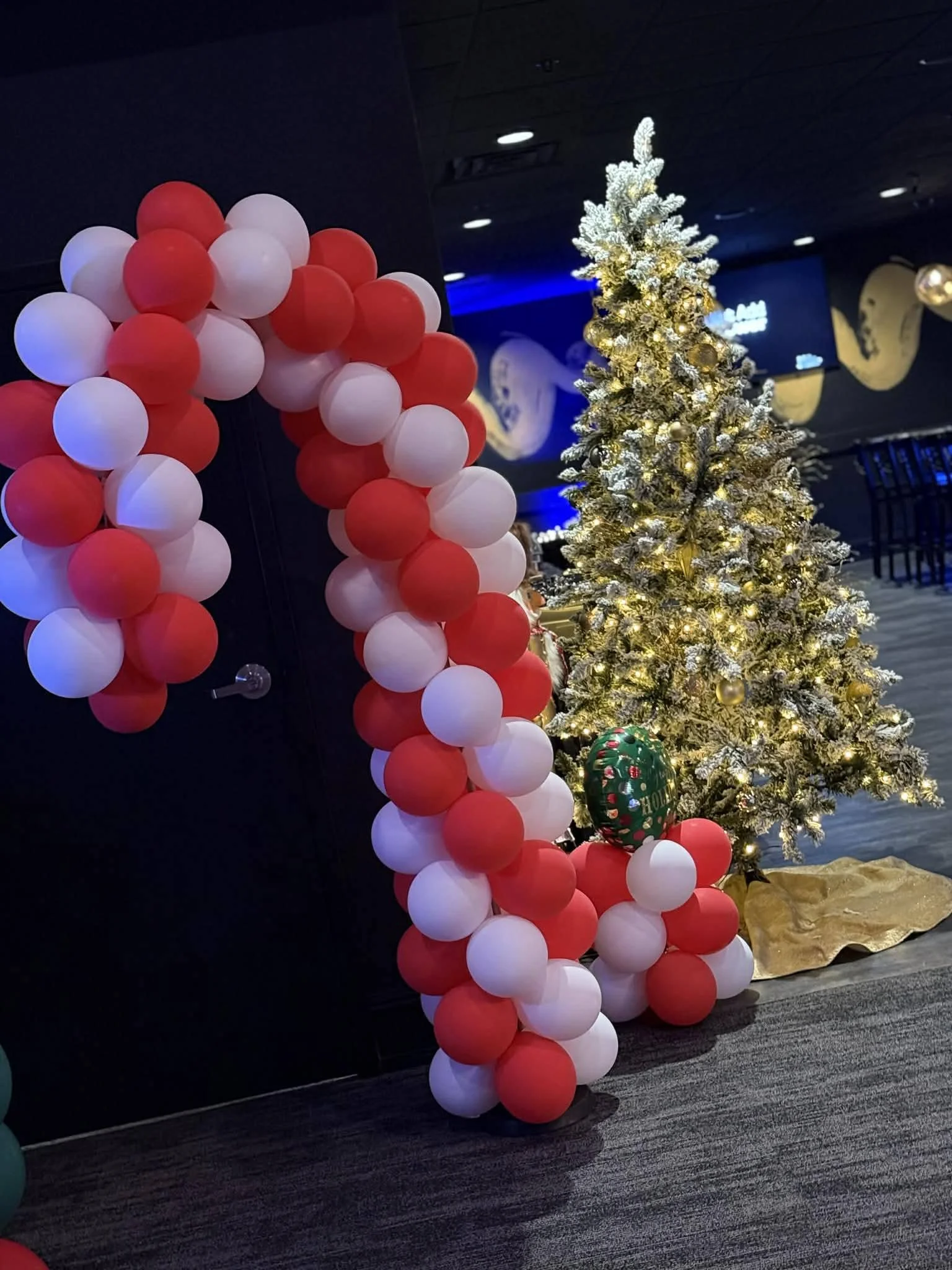 A beautifully decorated holiday event venue in the Green Bay stadium district
