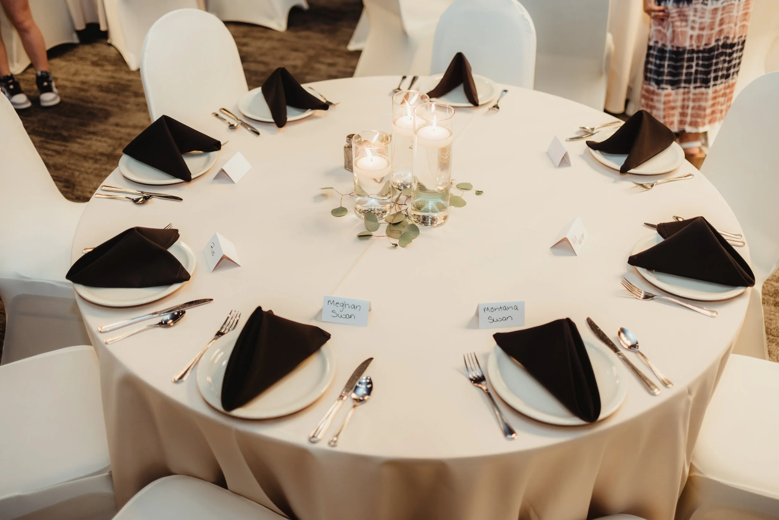 Wedding reception setup at Stadium View Event Halls in Green Bay