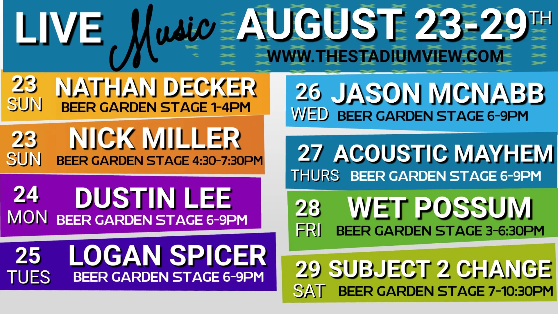 green bay wi live music at stadium view bar