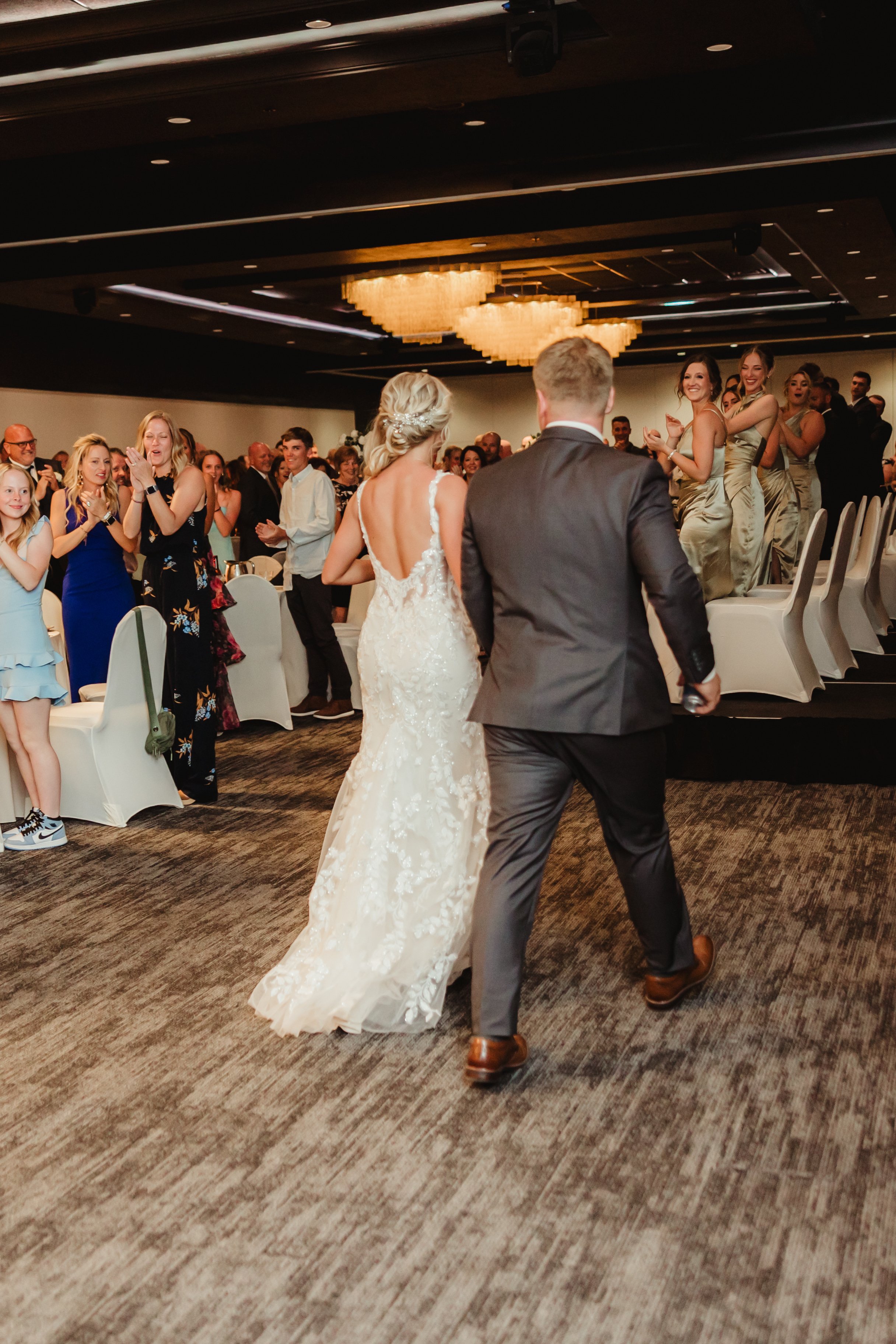 Bride and groom at Stadium View Event Halls in Green Bay, WI 