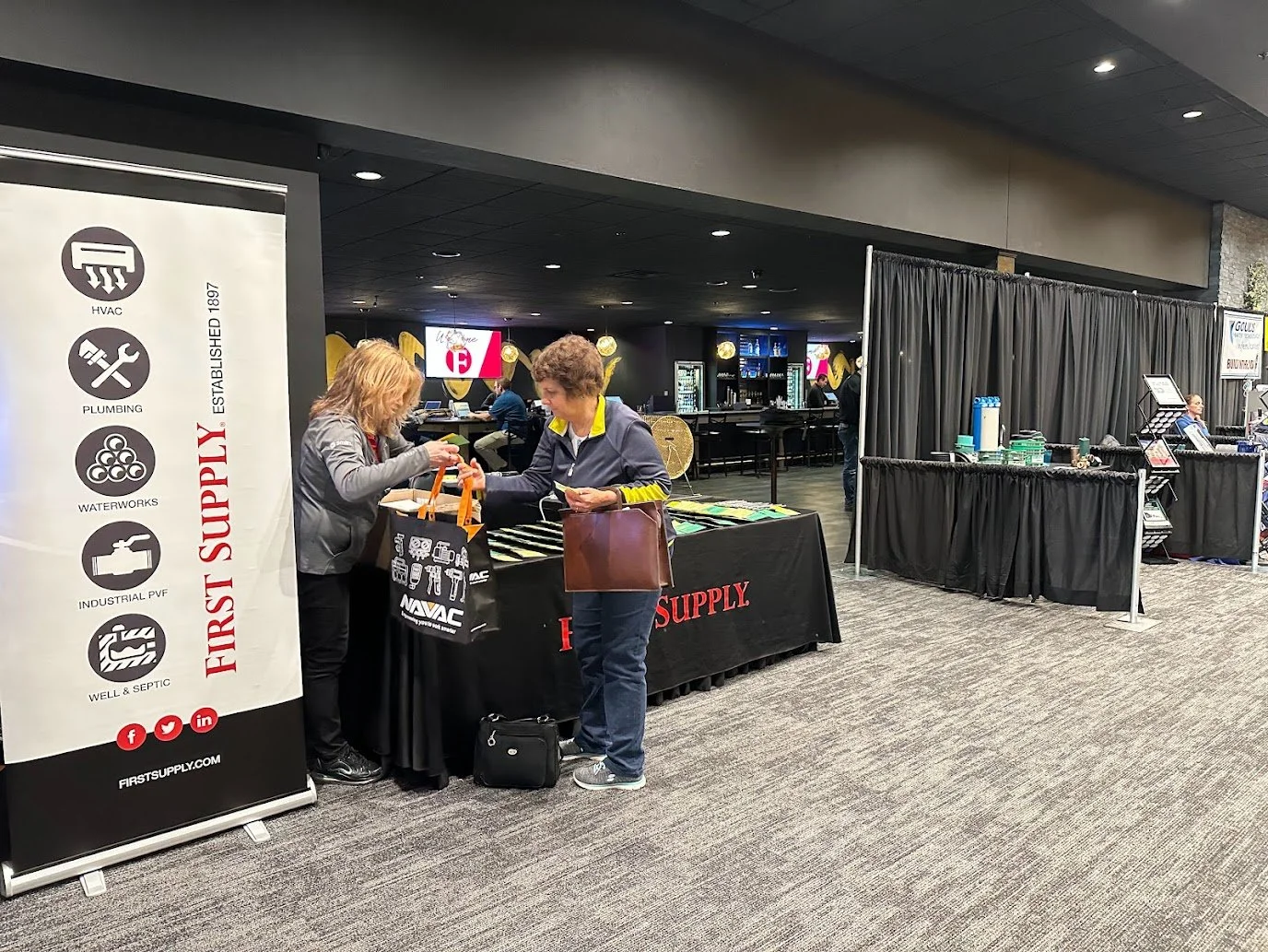 Exhibitor booth close-up at a trade show hosted at Stadium View Event Halls near Lambeau Field.