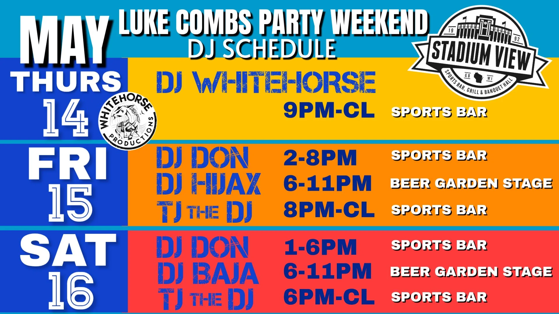 luke combs may 14-16 green bay wi djs at stadium view