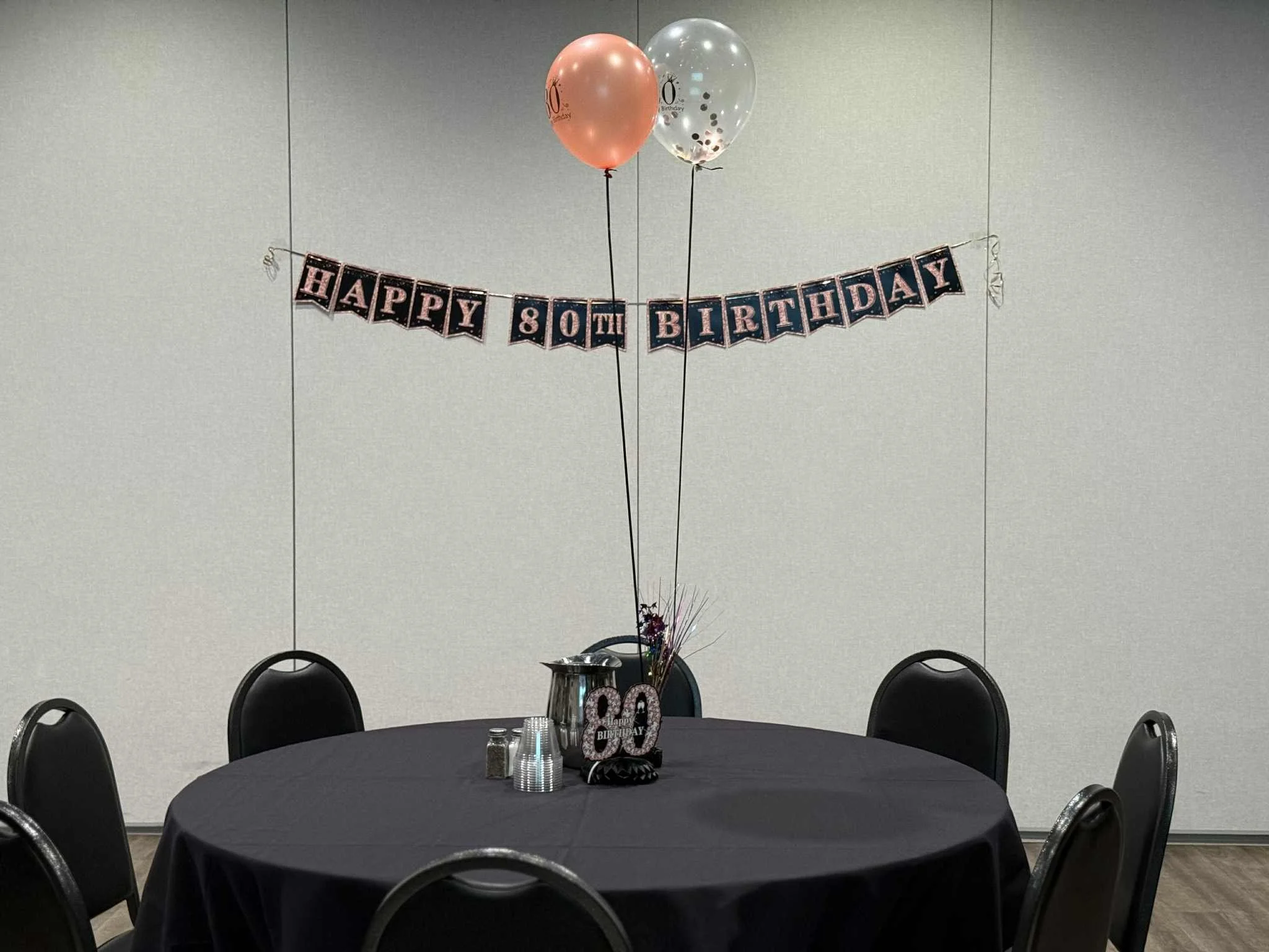 Birthday party dining experience featuring banquet tables and in-house catering.