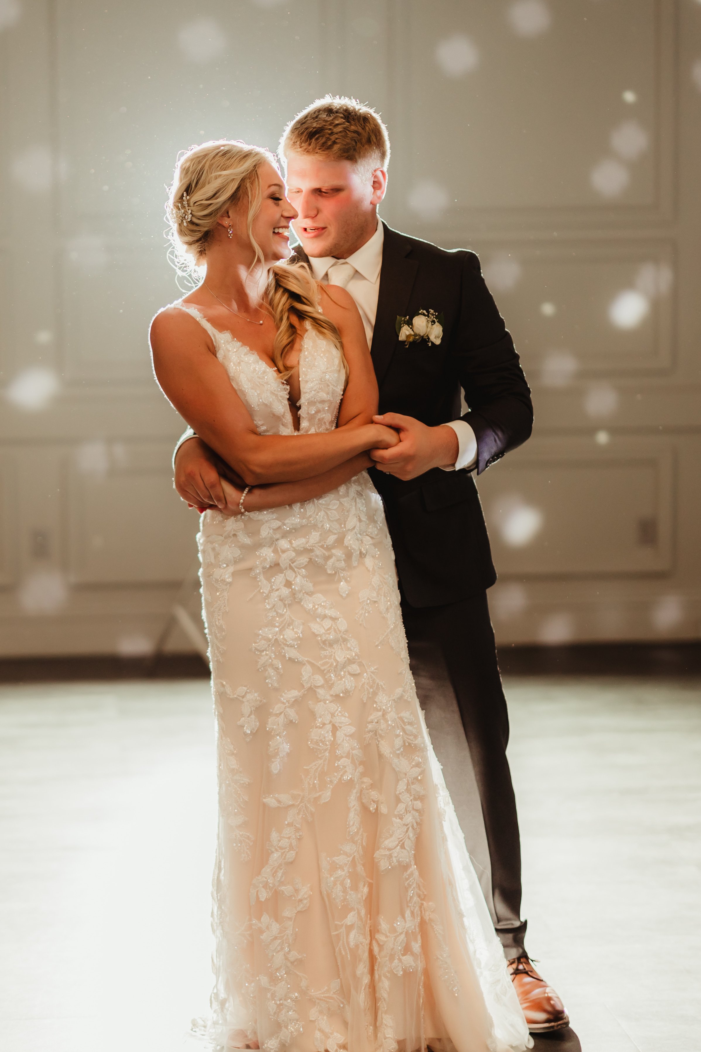 Bride and groom first dance at Stadium View Event Halls in Green Bay, WI 