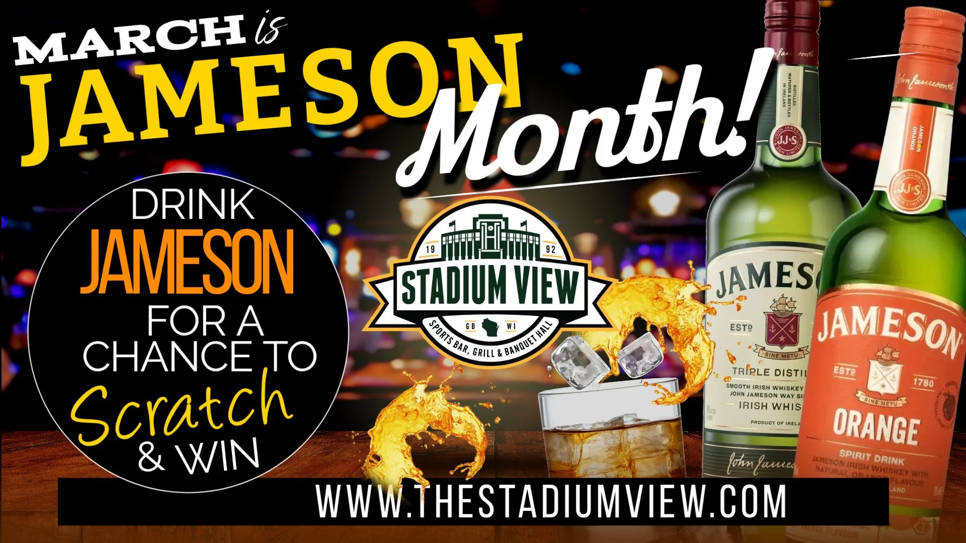 SCRATCH TO WIN WITH JAMESON IN MARCH AT STADIUM VIEW