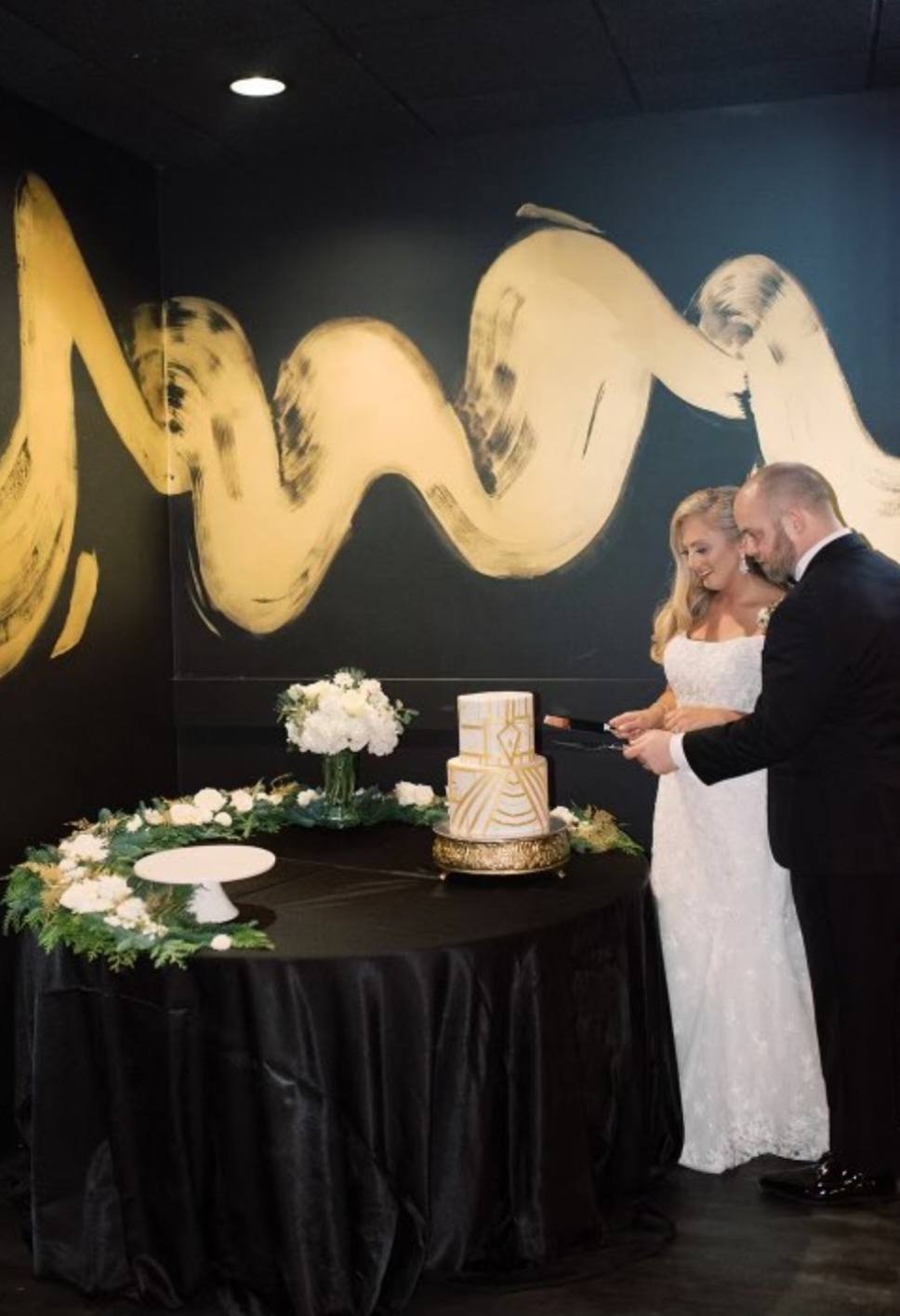 Wedding cake cutting at Stadium View Event Halls in Green Bay, WI 