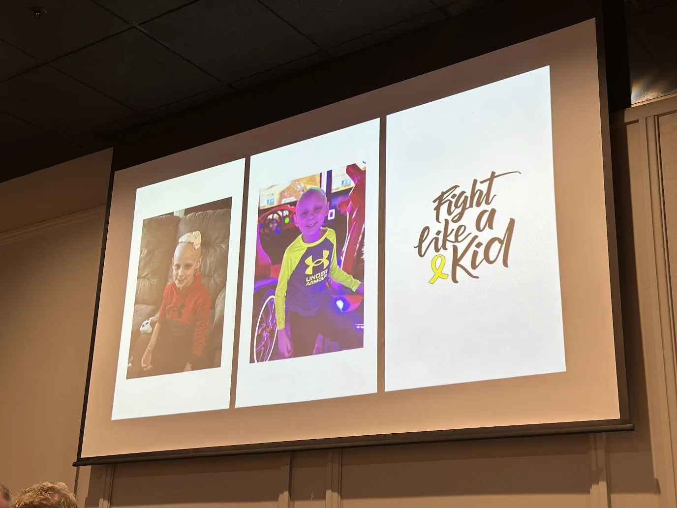 Evening fundraiser event setup at Stadium View Event Halls near Lambeau Field.