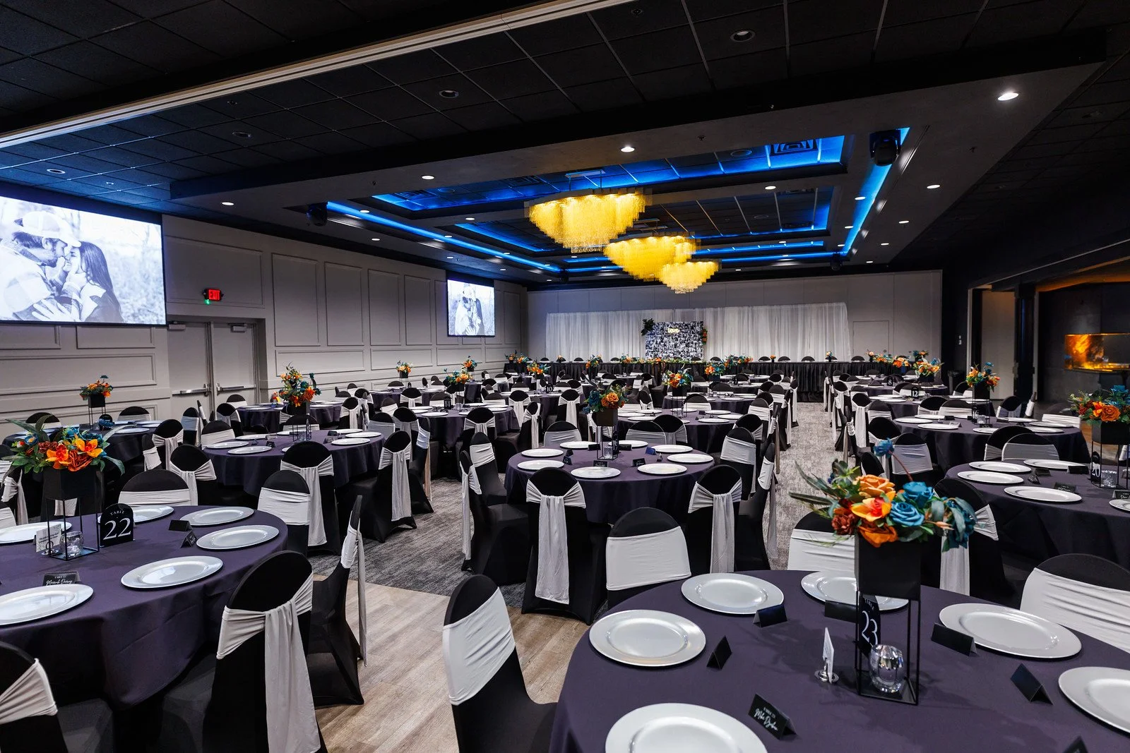 Stunning wedding decor  at Stadium View Event Halls in Green Bay, WI 