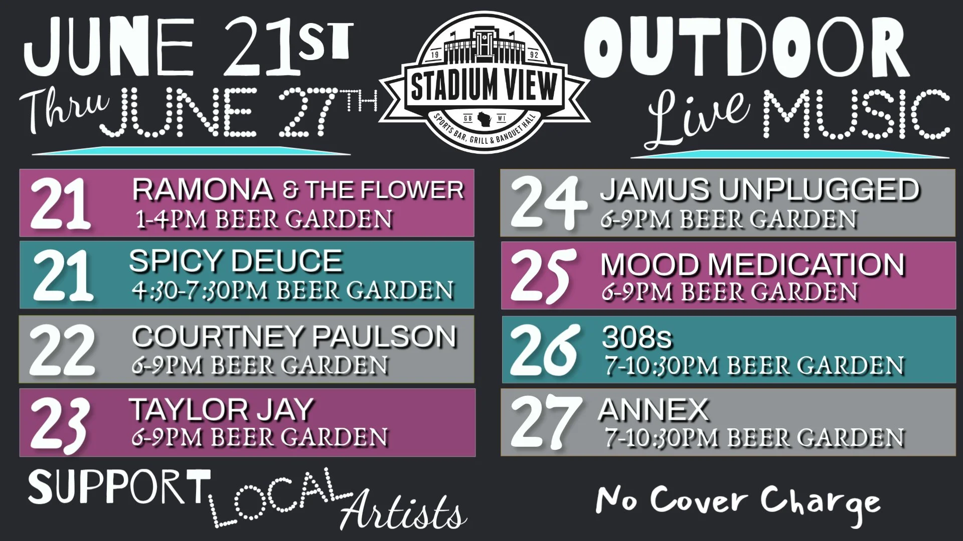 live music on the patio stadium view bar green bay wi