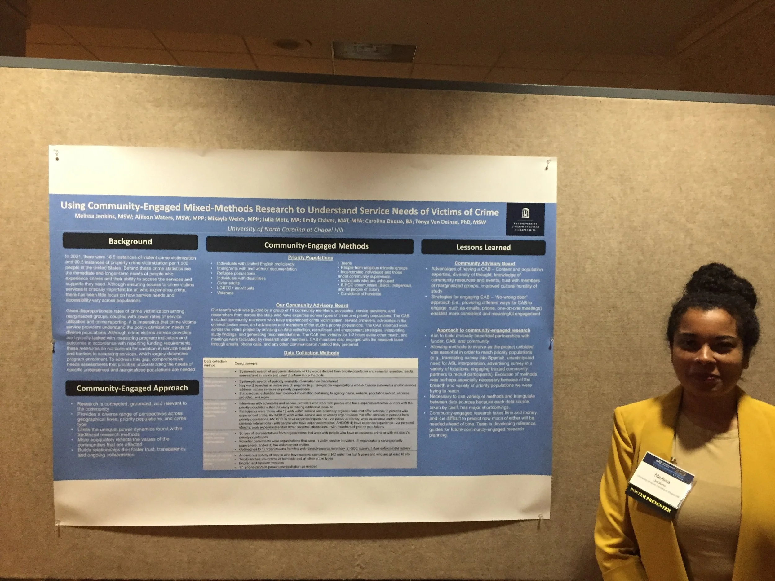 Melissa Jenkins participating in a poster session.