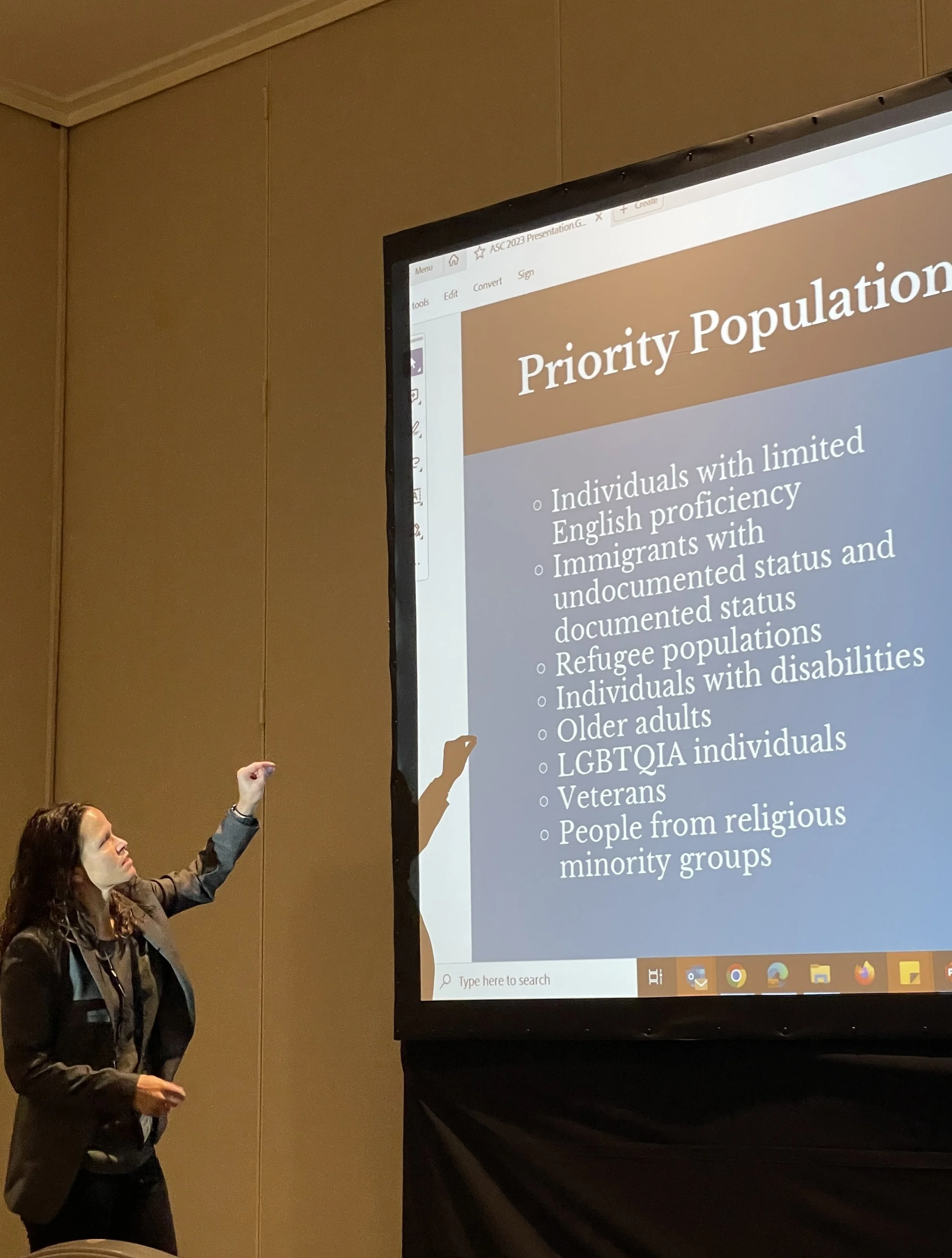 Tonya Van Deinse presenting at ASC 2023