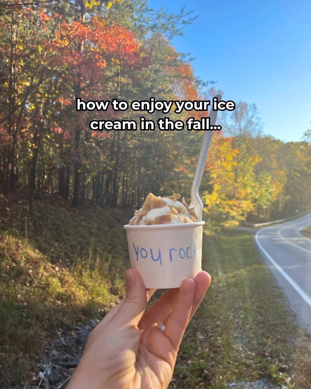 We've heard that the fall colors are at the peak up on the Blue Ridge Parkway this weekend, so grab an ice cream to go or swing by after you've enjoyed your lovely afternoon drive. There are so many ways to enjoy ice cream in the fall and we are grat