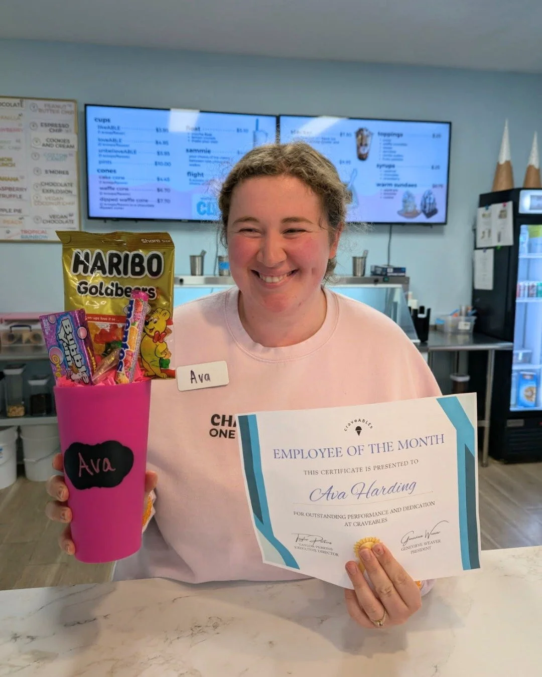 Our October Employee of the Month is Ava Harding! Ava is known for her warm smile and her unmatched deep-cleaning skills (seriously, everything is spotless every time!). Her employee of the month special is her favorite ice cream flavor, Vegan Coconu