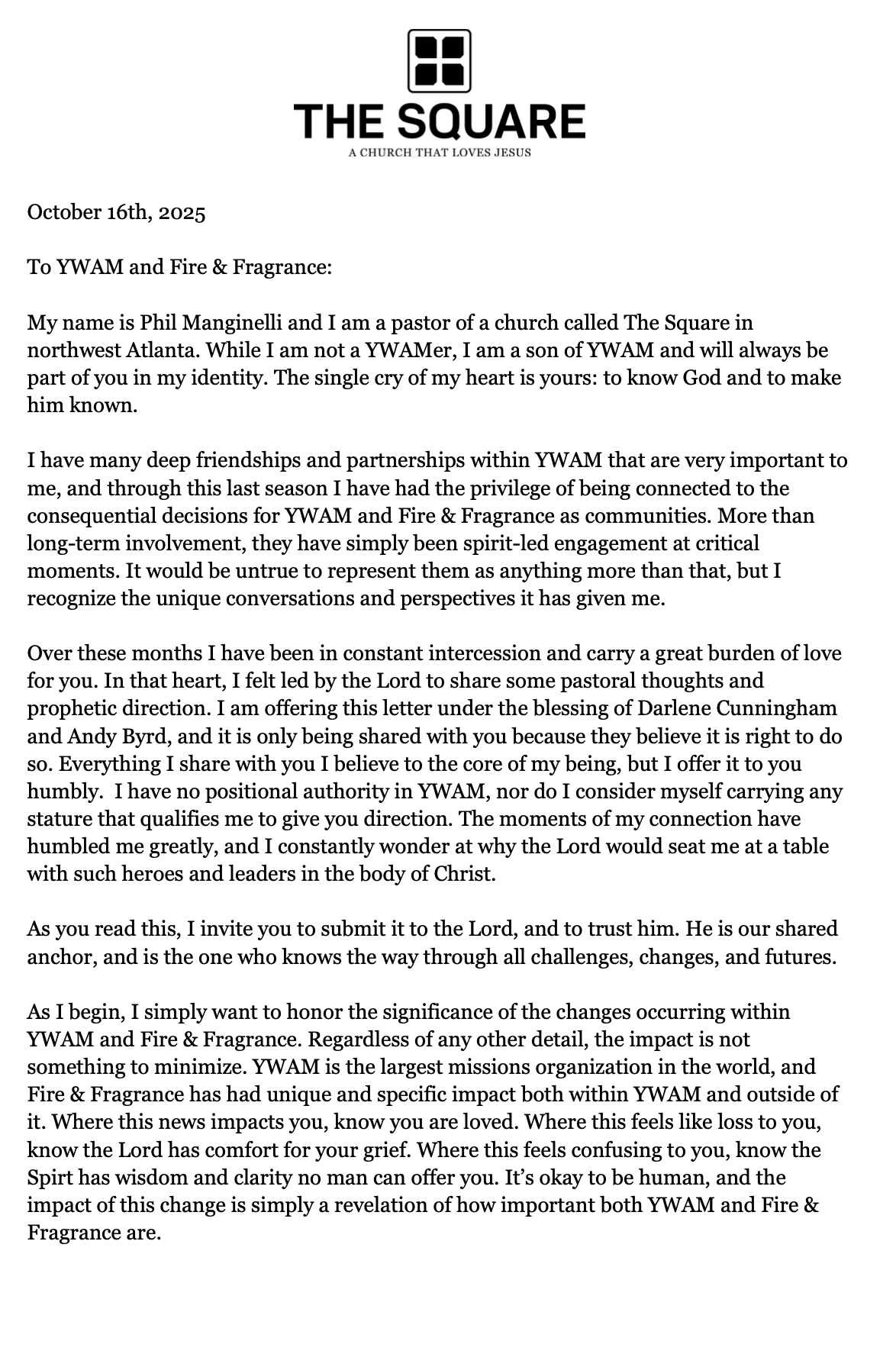 Letter to Fire and Fragrance