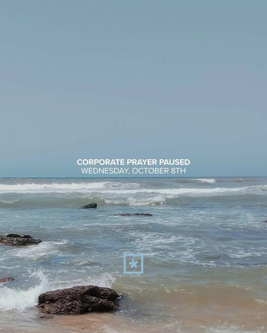 This week our sanctuary is getting renovated, so corporate prayer is paused until next Wednesday. It will take place at 6:30pm as always and we invite you and your whole family!