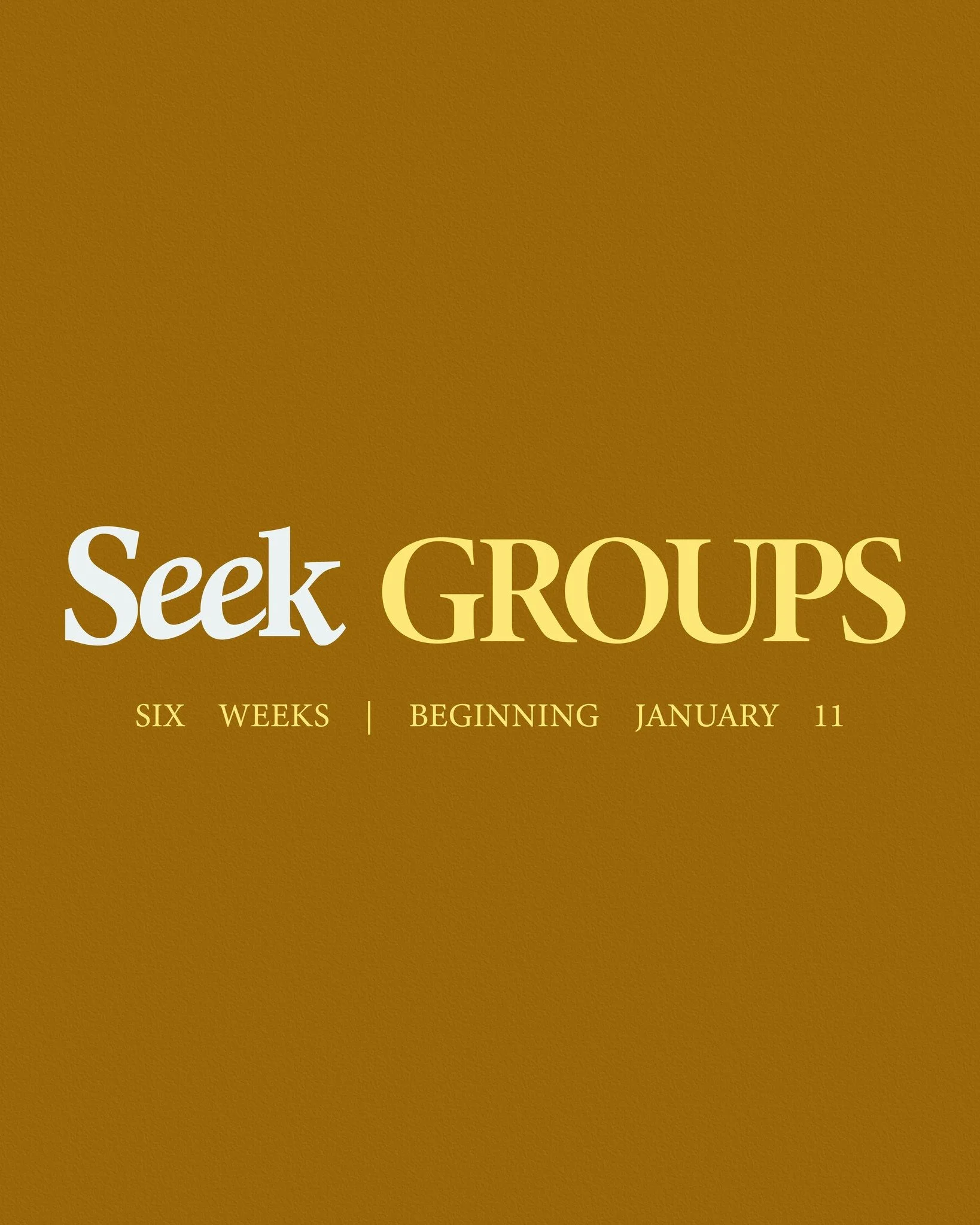 Seek groups begin January 11th! These message-based group studies will help you draw nearer to God and deeper in relationship to others during a special season of seeking God corporately. Visit www.radiantlakeshore.com/seek to find the link to sign u