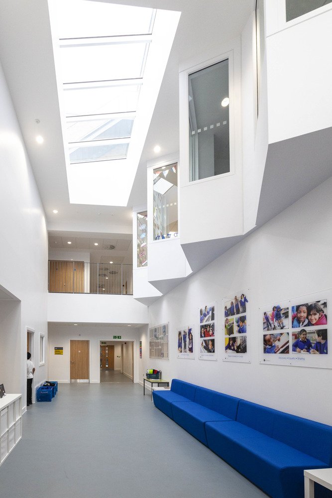 LIGHT FILLED INTERIOR binging light and views deep into the plan. Hounslow Town School. Project Lead Consultant for the design delivery phase at Pollard Thomas Edwards.