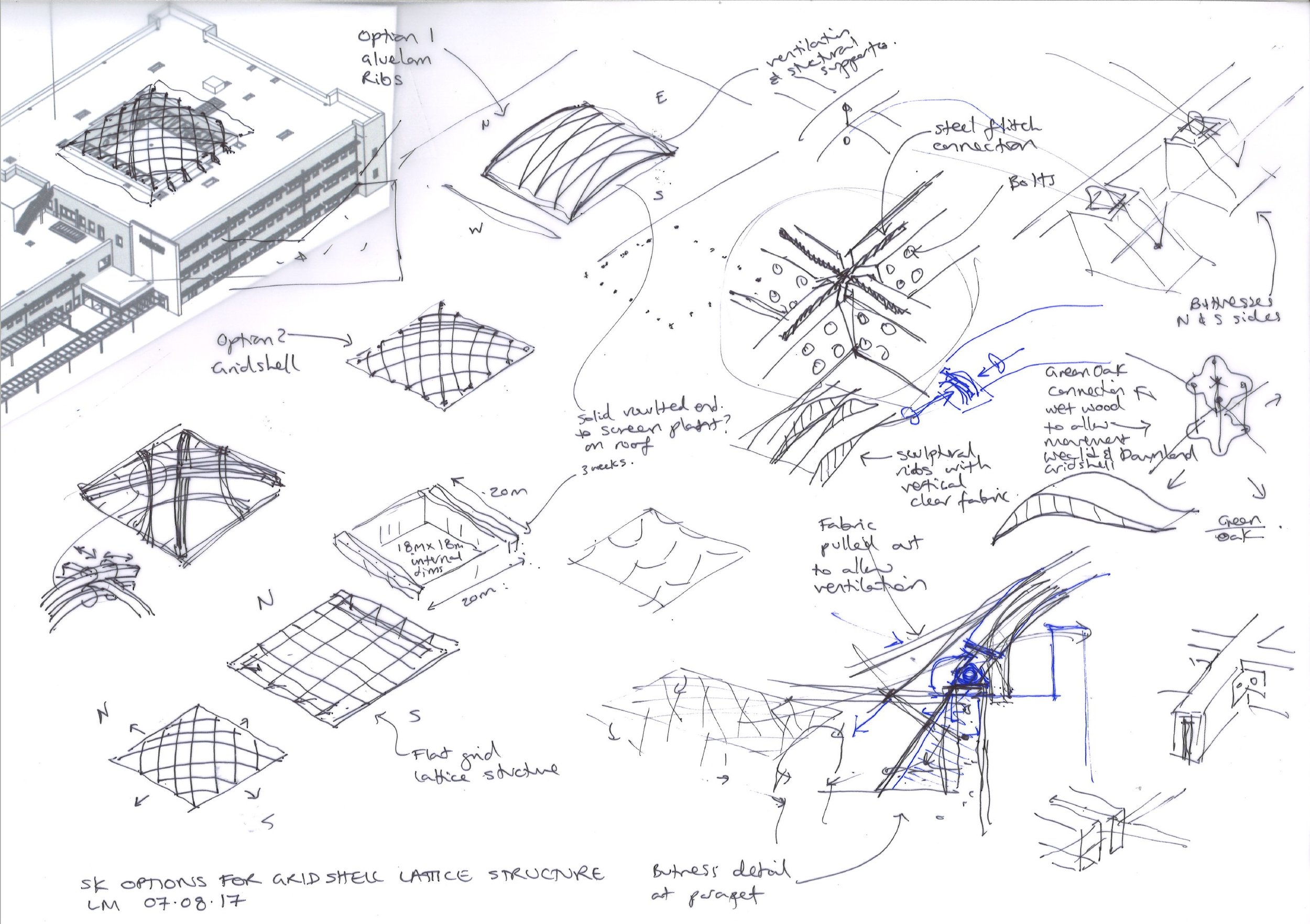 CONCEPT DESIGN - Laura's initial concept sketches. Hounslow Town School Canopy. Designer and Lead Consultant from inception to completion at Pollard Thomas Edwards.