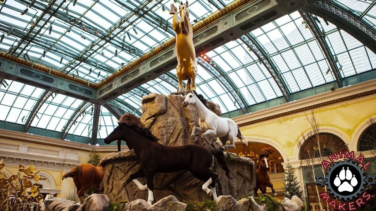 LARGE SCALE ANIMATRONIC HORSE DISPLAY FOR MGM RESORTS AND CHINESE NEW YEAR FIRST DISPLAYED AT BELLAGIO LAS VEGAS