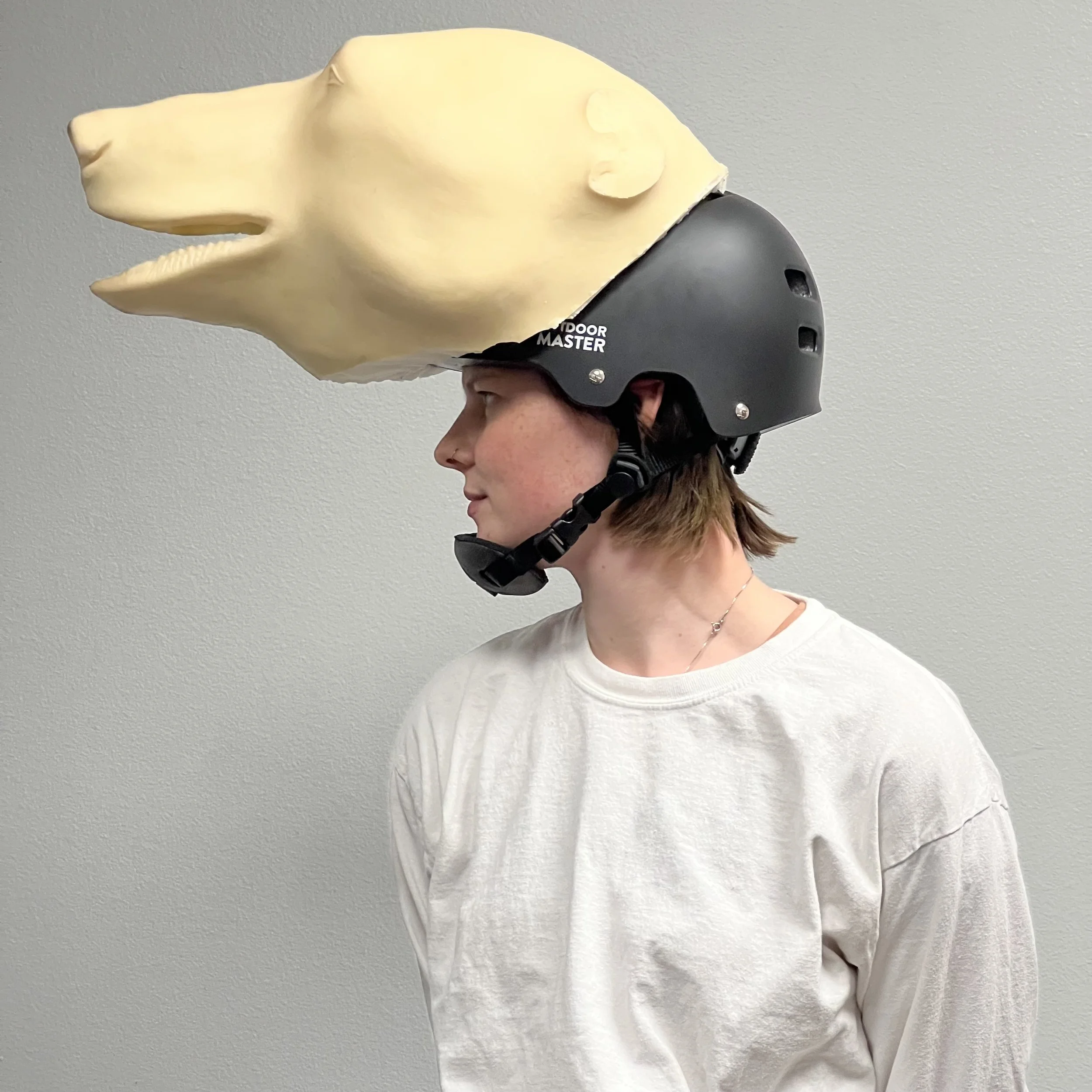 Bear Costume Head mounted onto a comfortable skater helmet