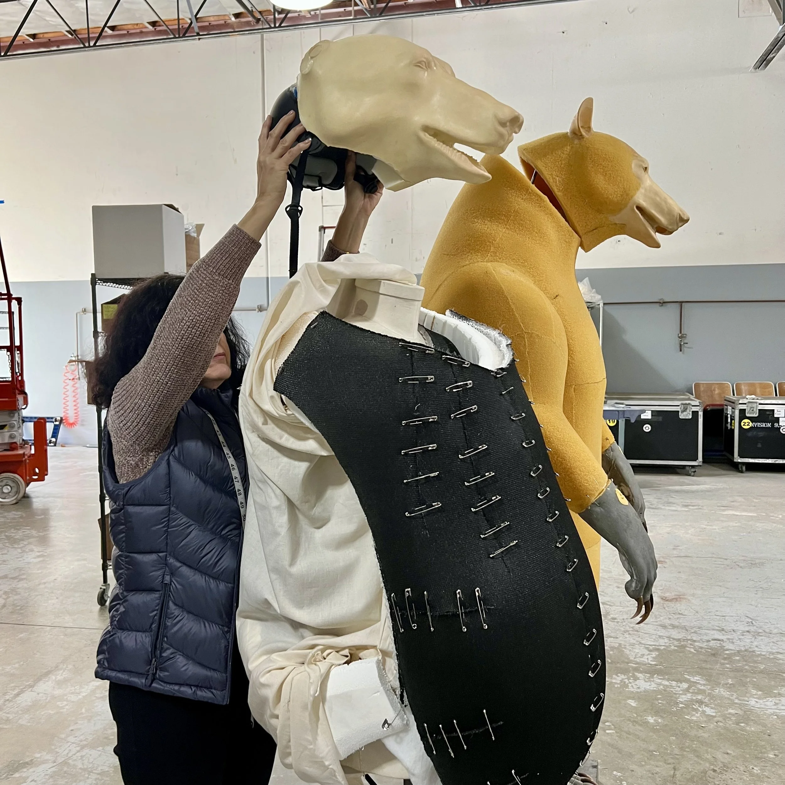 Fabrication materials used in the making of bear costume.