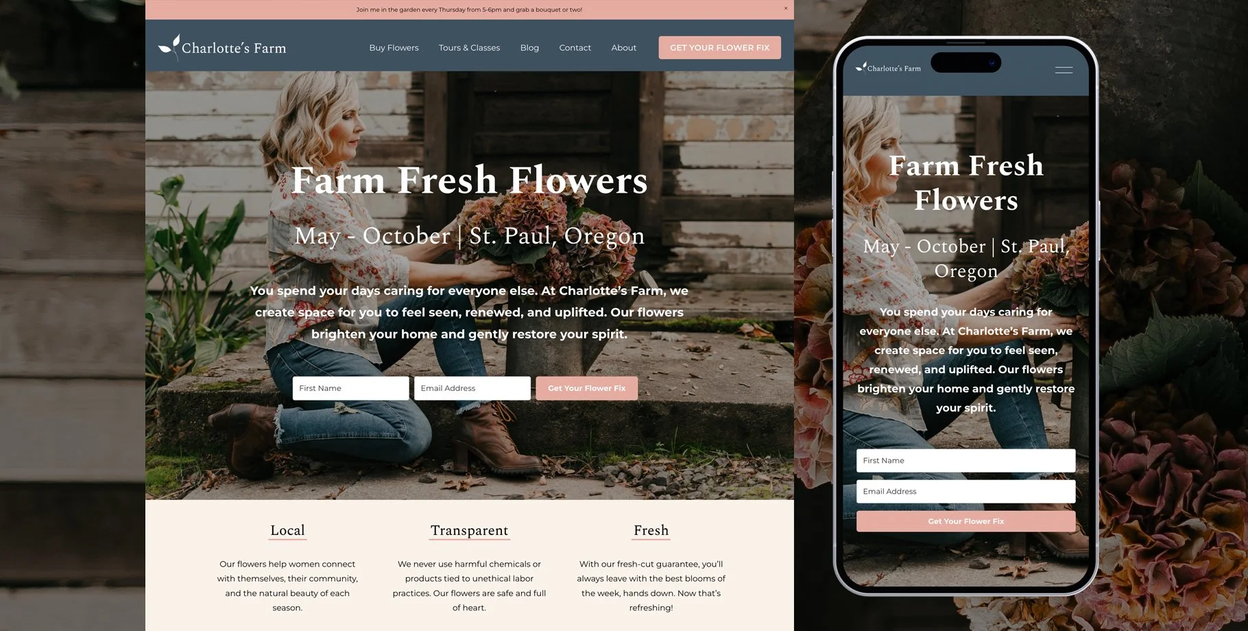Flower Farm Website Design・Squarespace・StoryBrand
