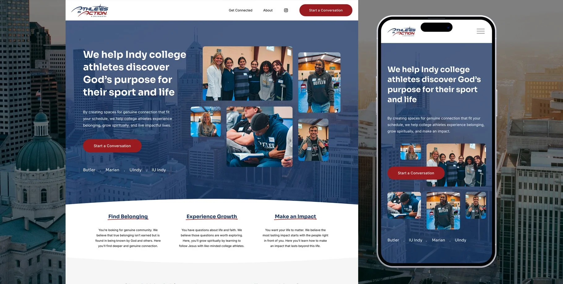 Athletes in Action Campus Ministry Website Design・Squarespace・StoryBrand