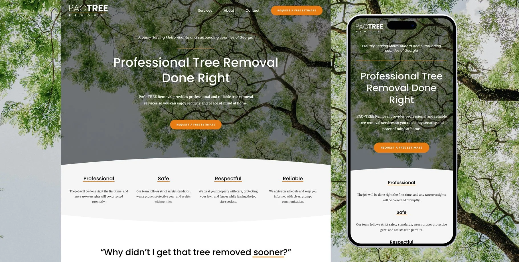 Tree Removal Website Design・Squarespace・StoryBrand