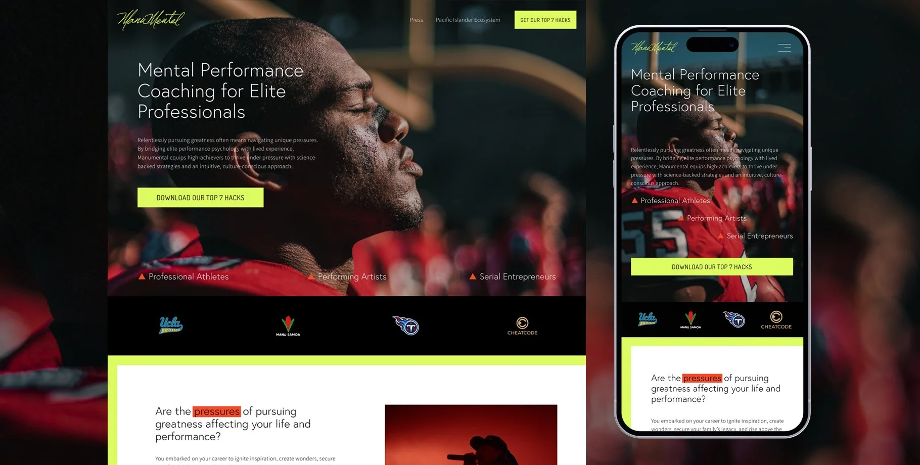 Mental Performance Coach Website Design・Squarespace・StoryBrand