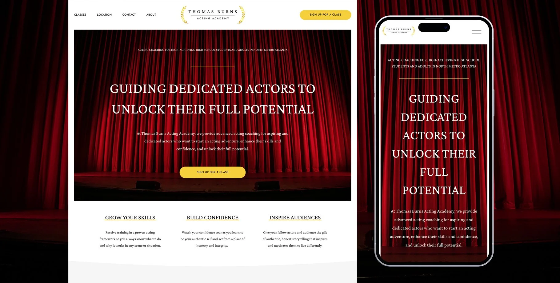 Acting Academy Website Design・Squarespace・StoryBrand