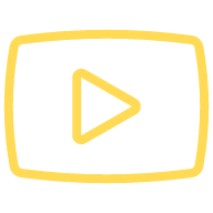 Yellow hand-drawn Play button icon on a black background