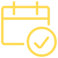Icon of a calendar with a checkmark.