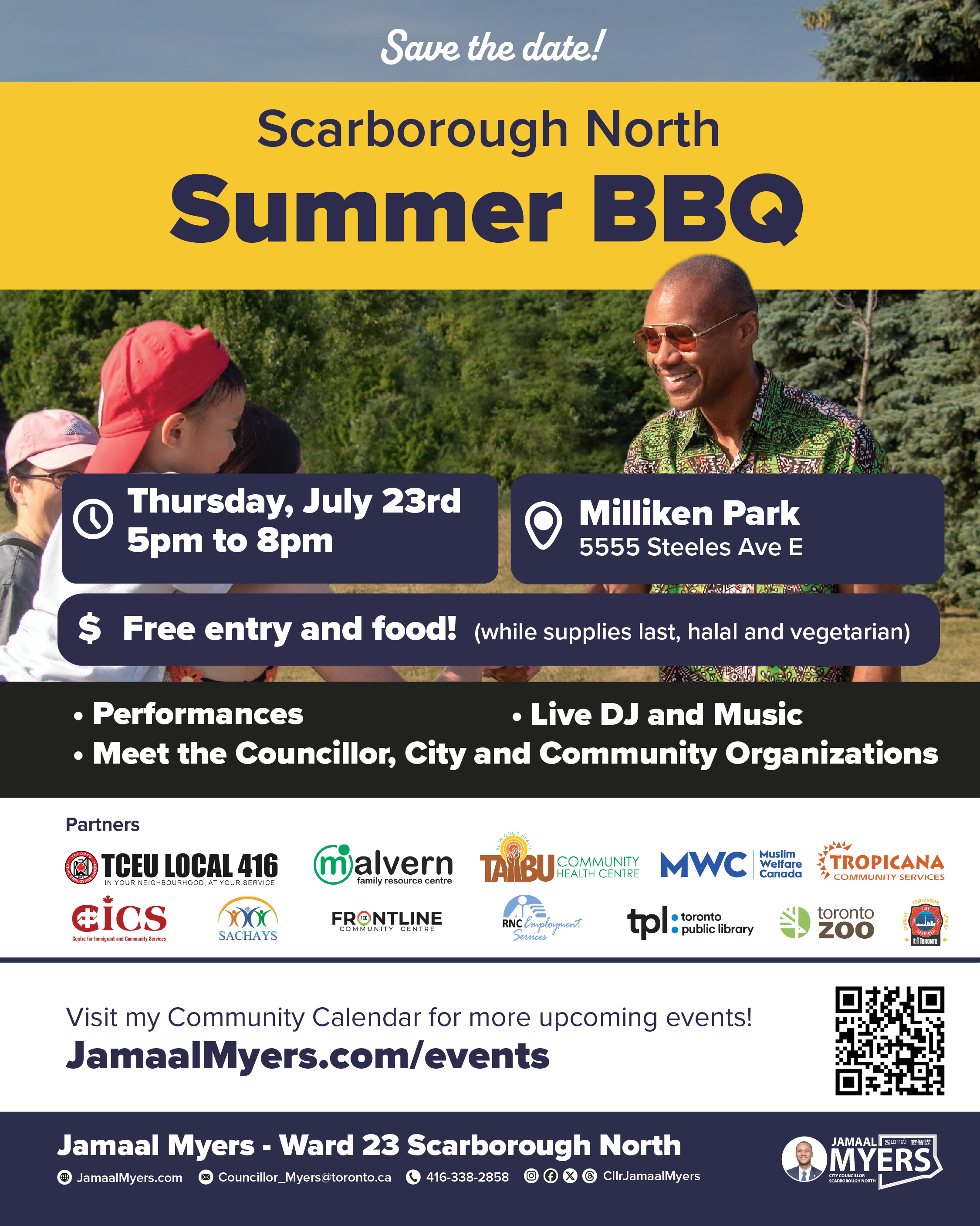 COUNCILLOR JAMAAL MYERS TO HOST 4TH ANNUAL SCARBOROUGH NORTH SUMMER BBQ; A COMMUNITY CELEBRATION