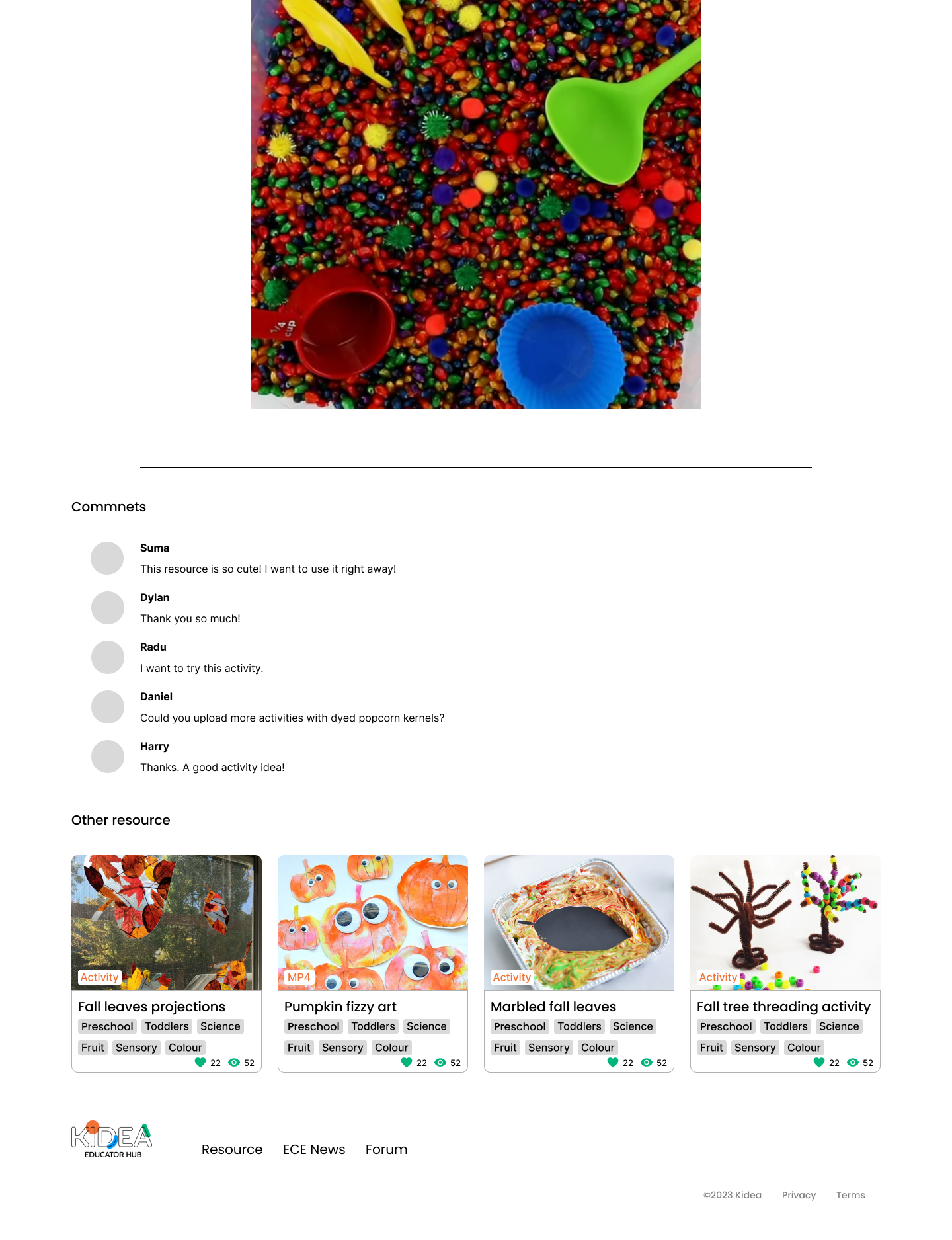 Resource detail page (bottom)