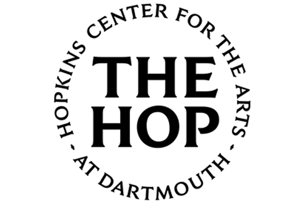 Logo for the Hopkins Center for the Arts at Dartmouth featuring the text "THE HOP" surrounded by the words "HOPKINS CENTER FOR THE ARTS - AT DARTMOUTH" in a circular arrangement.