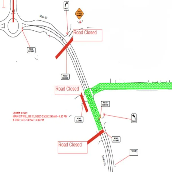 “…upcoming Main Street road closure” - lpd