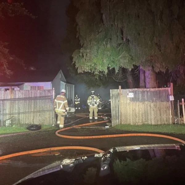 “…fully involved shed fire threatening a nearby house at 1:00 this morning” -wpfr